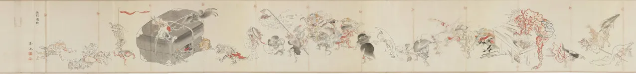 Tosa Mitsuoki Night March of a Hundred Demons (left half)