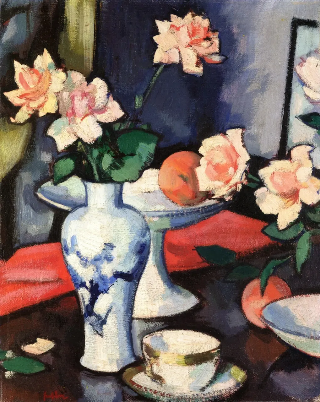 Samuel Peploe Still Life with Roses in a Chinese Vase
